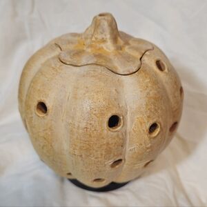 New Rustic Pumpkin Ceramic Lantern Tealight With Stand